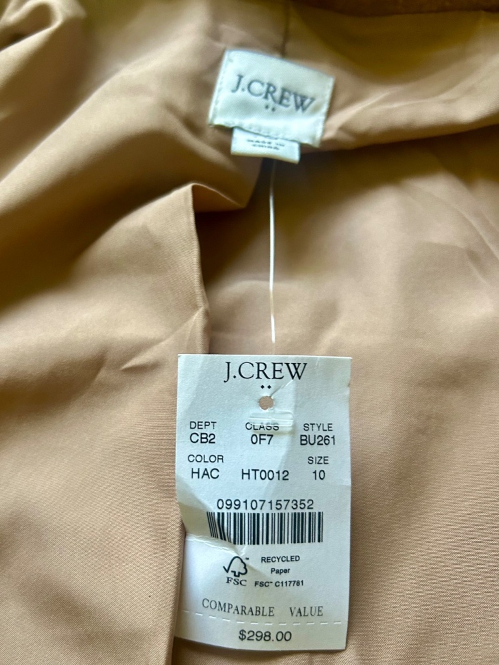J.Crew Factory City Coat Button Neck Wool Blend NWT Size 10 - Picture 2 of 4